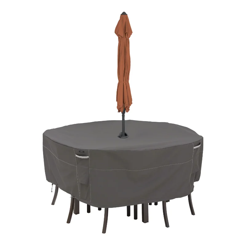 

-Resistant 60 Inch Round Patio Table & Chair Set Cover with Umbrella Hole