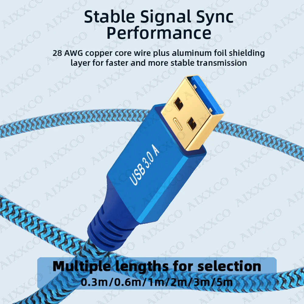 AIXXCO USB-удлинитель USB-кабель USB 3.0 Удлинитель данных 1 м 2 м для ПК Smart TV Xbox One SSD Быстродействующий USB-кабель-удлинитель (art.: 3920ca6480d83) - 3920ca6480d83