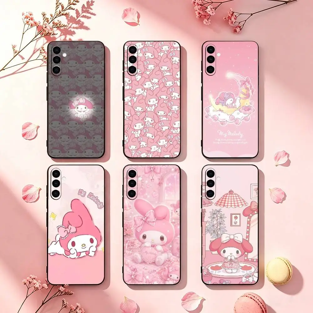 Фото Чехол для телефона с рисунком My M-Melodys Girls Fave для Samsung Galaxy A73, A72, A71, A70, A53, A52, A51, другие модели, мягкий черный чехол №1