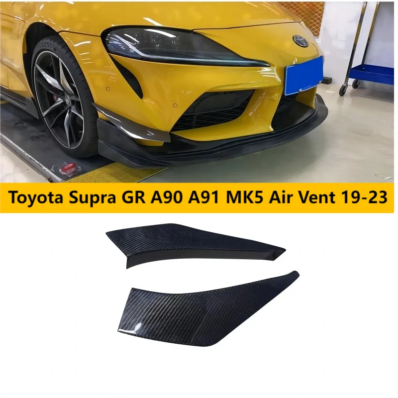 

2PCS Real Carbon Fiber/FRP Car Front Bumper Lip Splitter Air Vent Fins Trim Body For Toyota Supra GR A90 A91 MK5 19-23
