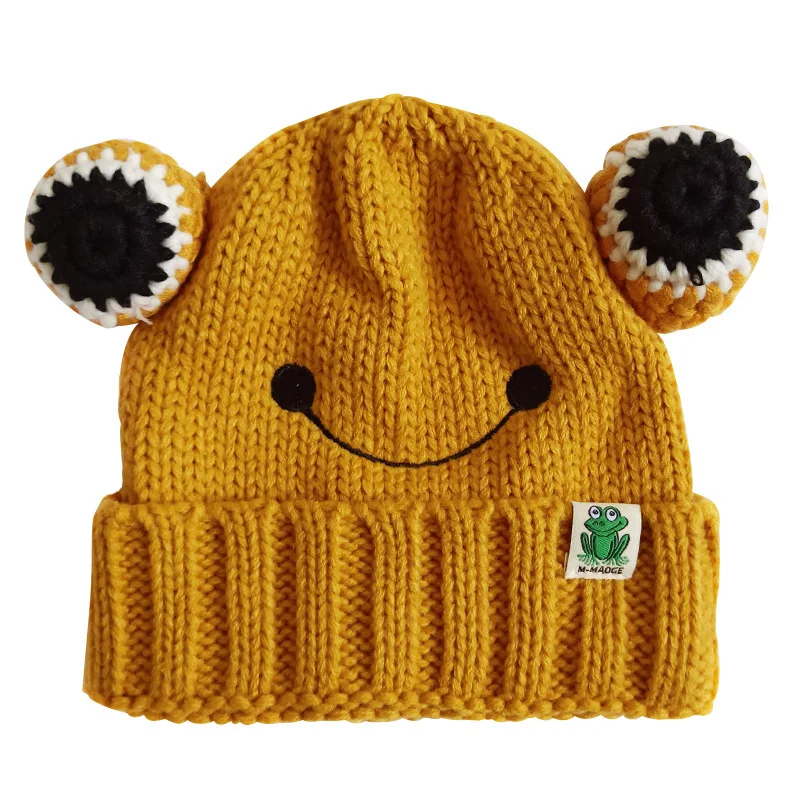

Children's hat new cute fashion knitted hat frog hat men and women children cloth label wool hat