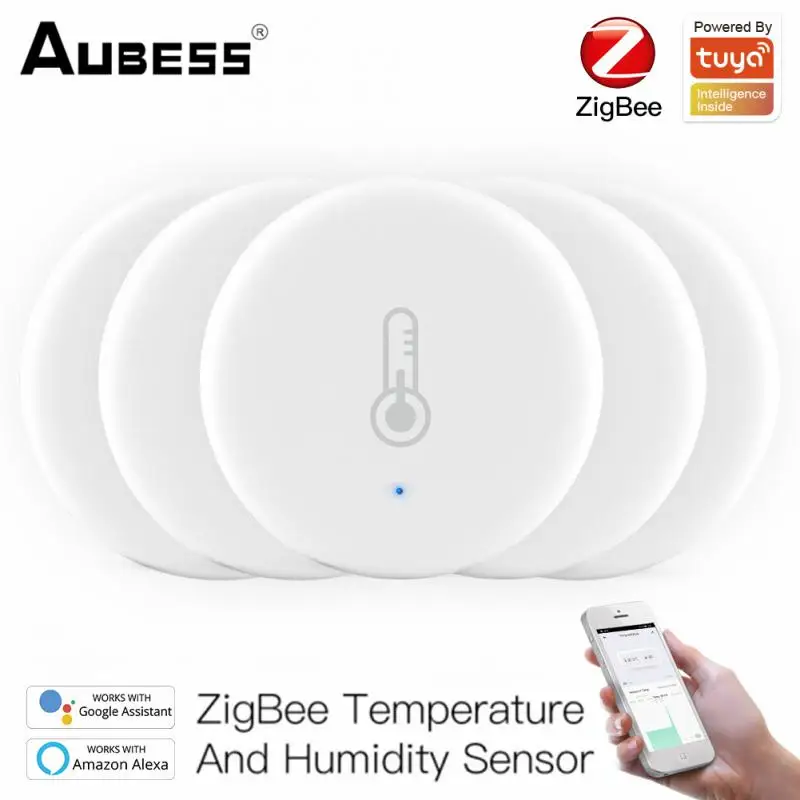 

Умный датчик температуры и влажности AUBESS Tuya Smart Home ZigBee 3,0, работающий от батареи, с приложением Tuya Smart Life и Alexa