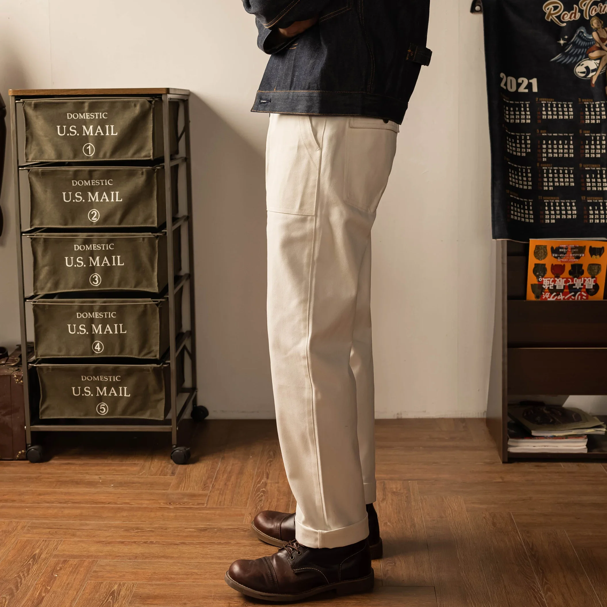 P41-0002 Us Брюки-карго в стиле милитари Мужские хлопковые брюки 9 унций Vintage Og107