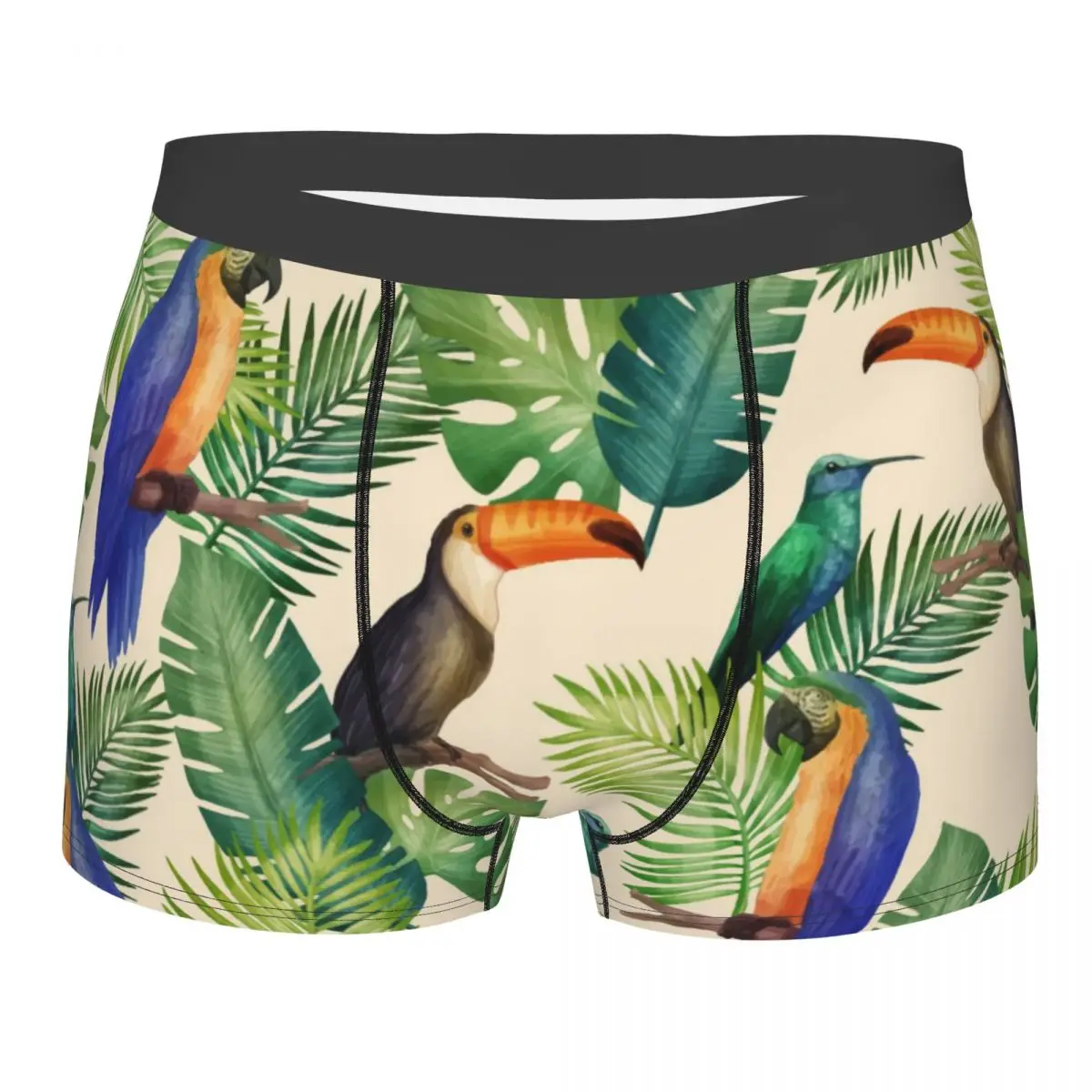 

Боксеры мужские, тропические, с листьями птиц, дышащие, брифы