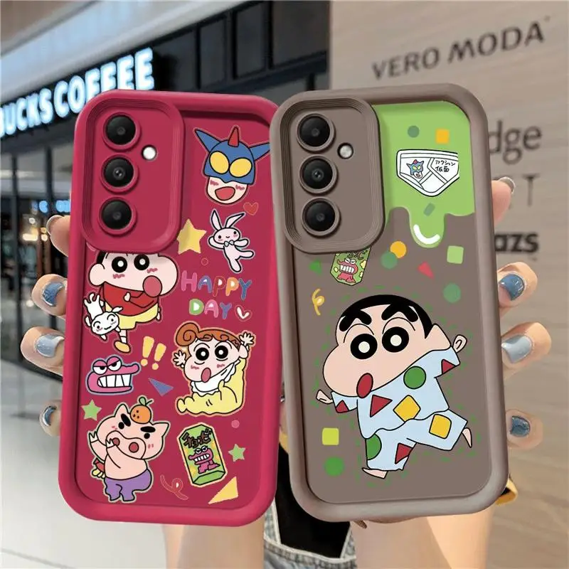 Милый чехол для телефона C-Crayon S-ShinChan Comics с 3d краями Samsung Galaxy A55 A54 A53 A15 A12 A13 A14 A35 A25 A50