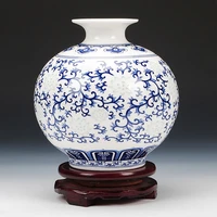 jingdezhen rice pattern porcelain pomegranate vase antique blue and white bone china decorated ceramic vase