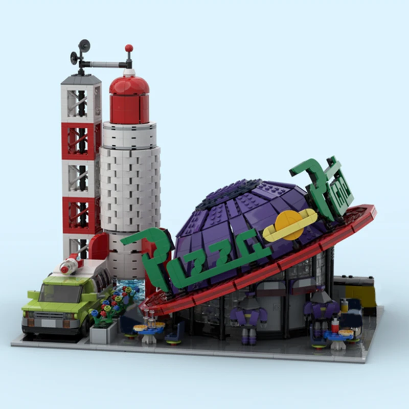 НОВЫЙ 3030 шт. город хит продаж вид на улицу Moc модульное здание пиццы и планеты DIY