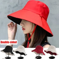 double sided foldable bucket hat fisherman sun hat for women girls outdoor beach visor hats anti uv wide brim sunscreen cap caps