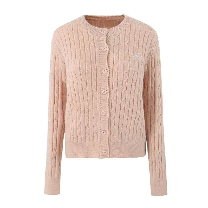 Suninheart Женский вязаный кашемировый свитер с вышивкой женский кардиган круглым