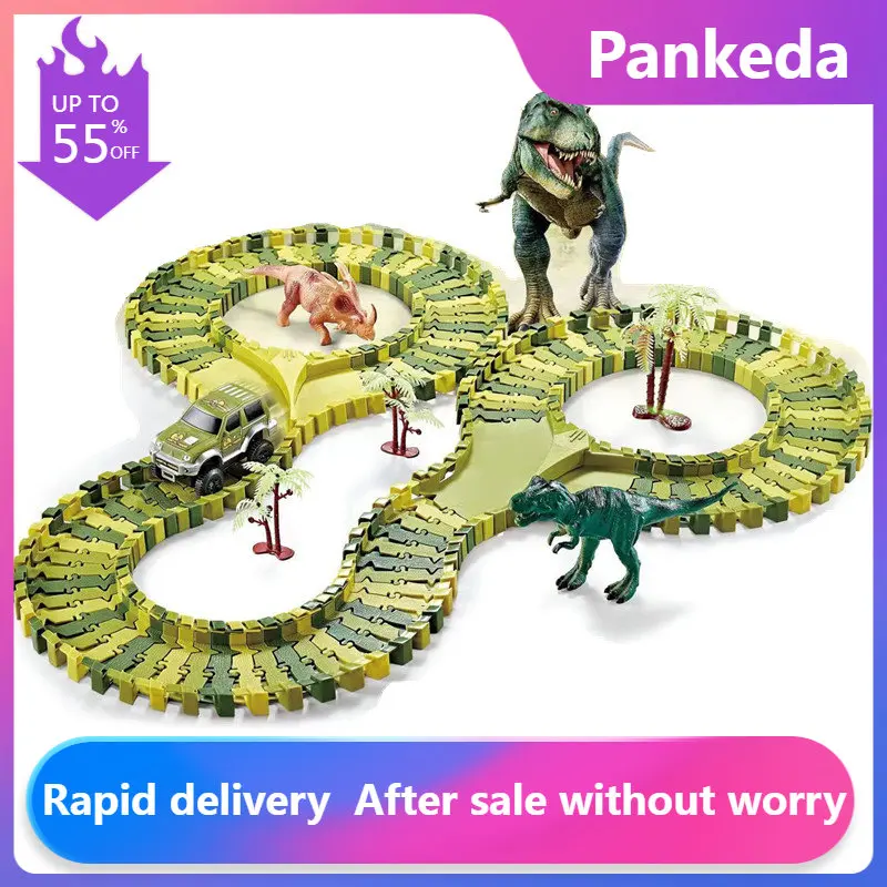 

DIY Car Race Magic Rail Track Sets Brain Game Flexible Curved Creates Vehicles Toys Plastic Colored Railroad for Child's Gifts