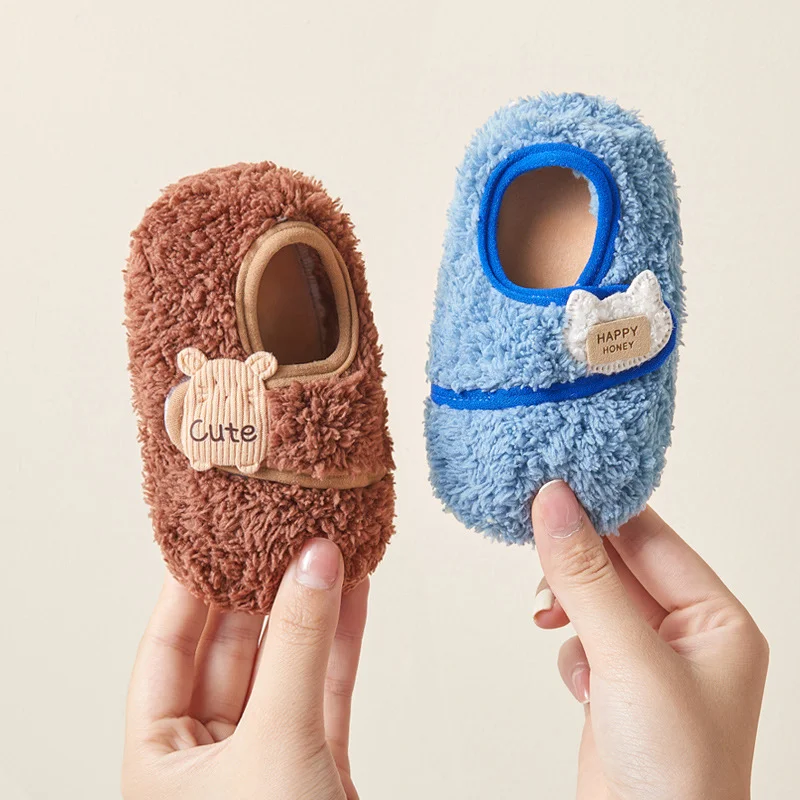 

Носки-для малышей для мальчиков/девочек, осенне-зимние, с силиконовой подошвой, Нескользящие