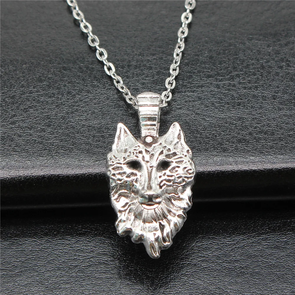 

Simple Fashion Vintage 2 Colors 32x17mm Wolf Head Pendant Necklace Jewelry For Women