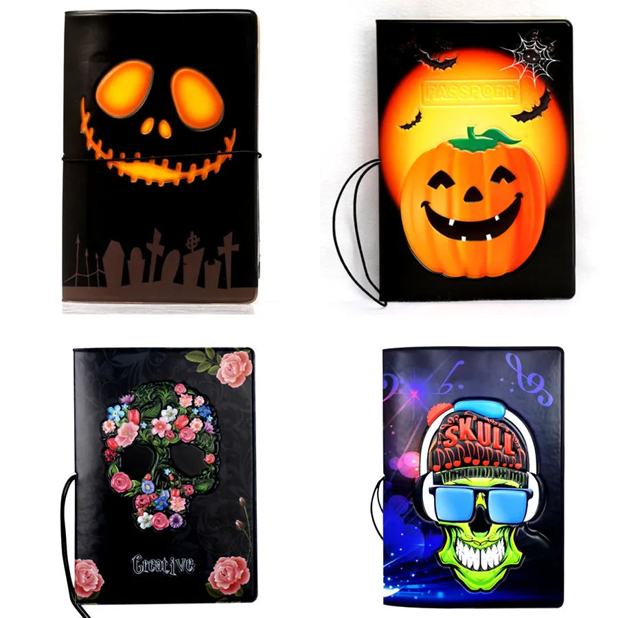 1 Шт. 3D Креативный Дизайн Черепа Обложка Для Паспорта Искусственный Тыквенный