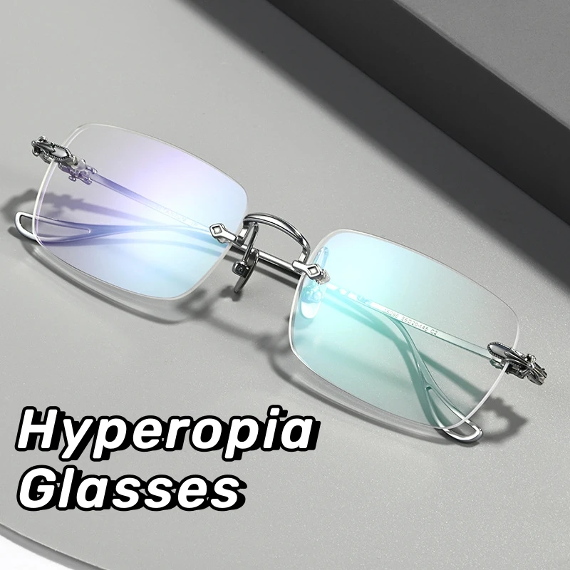 

Очки для чтения без оправы, металлические аксессуары для чтения, с рисунком кирпичей и камней, для дальнозоркости, с защитой от синего излучения