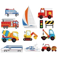 colorful mini communication media heat transfers paper car airplane train iron on patches set kid clothes accessory patch y 186