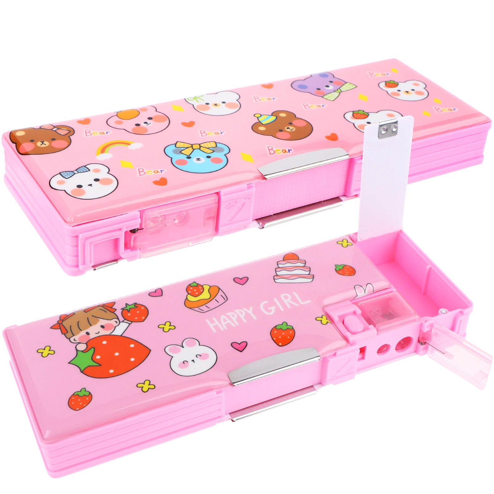 Cases Girls Boys Kids Cute Cartoon Hard Magnetic Pen Box With Pencil Schedule For Scho