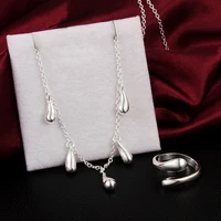 925 stamp silver color water drop rings necklace for woman classic fashion christmas gifts lady party wedding jewelry sets