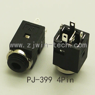 

Аудиоразъем 100 шт./лот 3,5 мм с переключателем PJ399 4P, гнездовой разъем, гайка, гнездо «сделай сам» с золотым штекером 4P