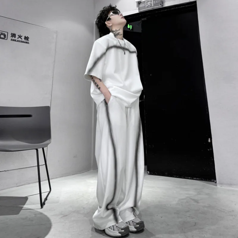 Мужские костюмы в стиле High Street IEFB повседневный топ с круглым вырезом и коротким