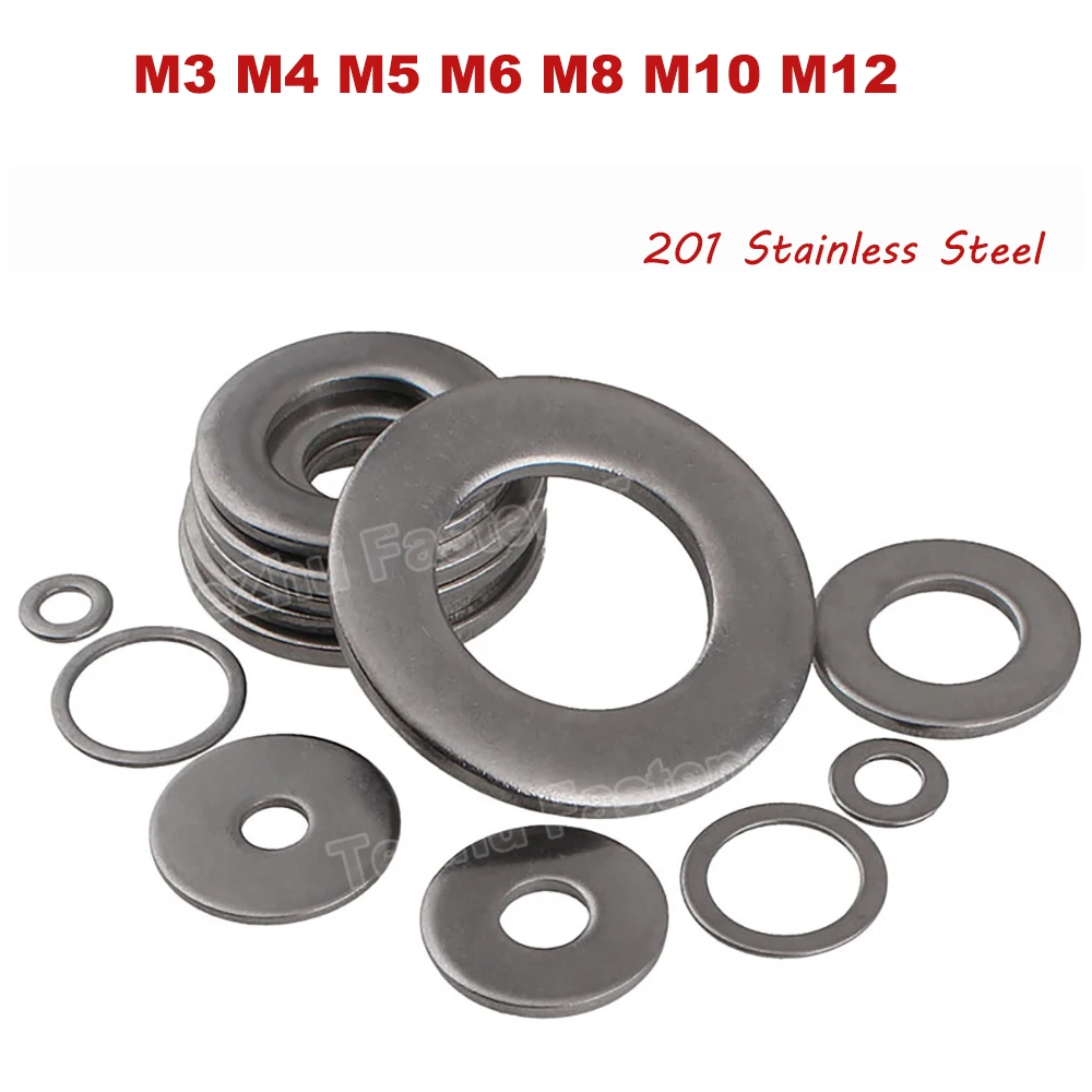 

Stainless Steel Plain Washers M3 M4 M5 M6 M8 M10 M12 Large Size Big Wider Flat Washer Plain Gasket Thickness 0.8/1/1.2/1.5/2mm