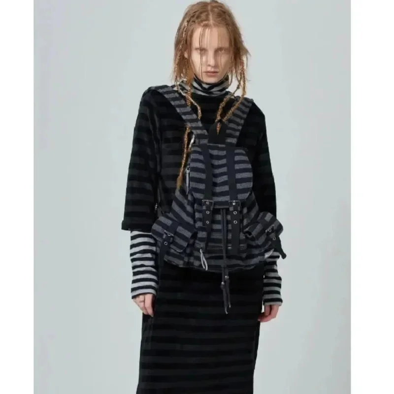 Newjeans Same Sle Design продвинутый корейский рюкзак в плоскую полоску для отдыха