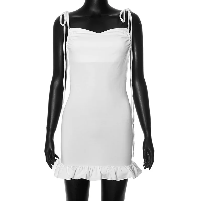 D24DS068 женское летнее Новое однотонное плиссированное платье с открытой спиной 2024