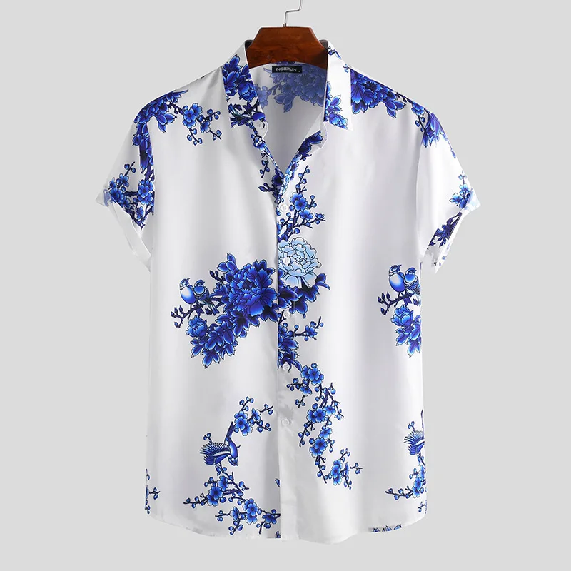 Men'S Shirts Hawaiian Shirt 3d Printing Oversized Lapel Shirt Short Sleeved Male Clothing Tops Casual Blouse Outdoor Streetwears