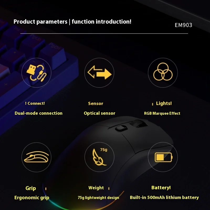 Мышь Компьютерная Daryou Em903 Проводная беспроводная 6 скоростей/Dpi