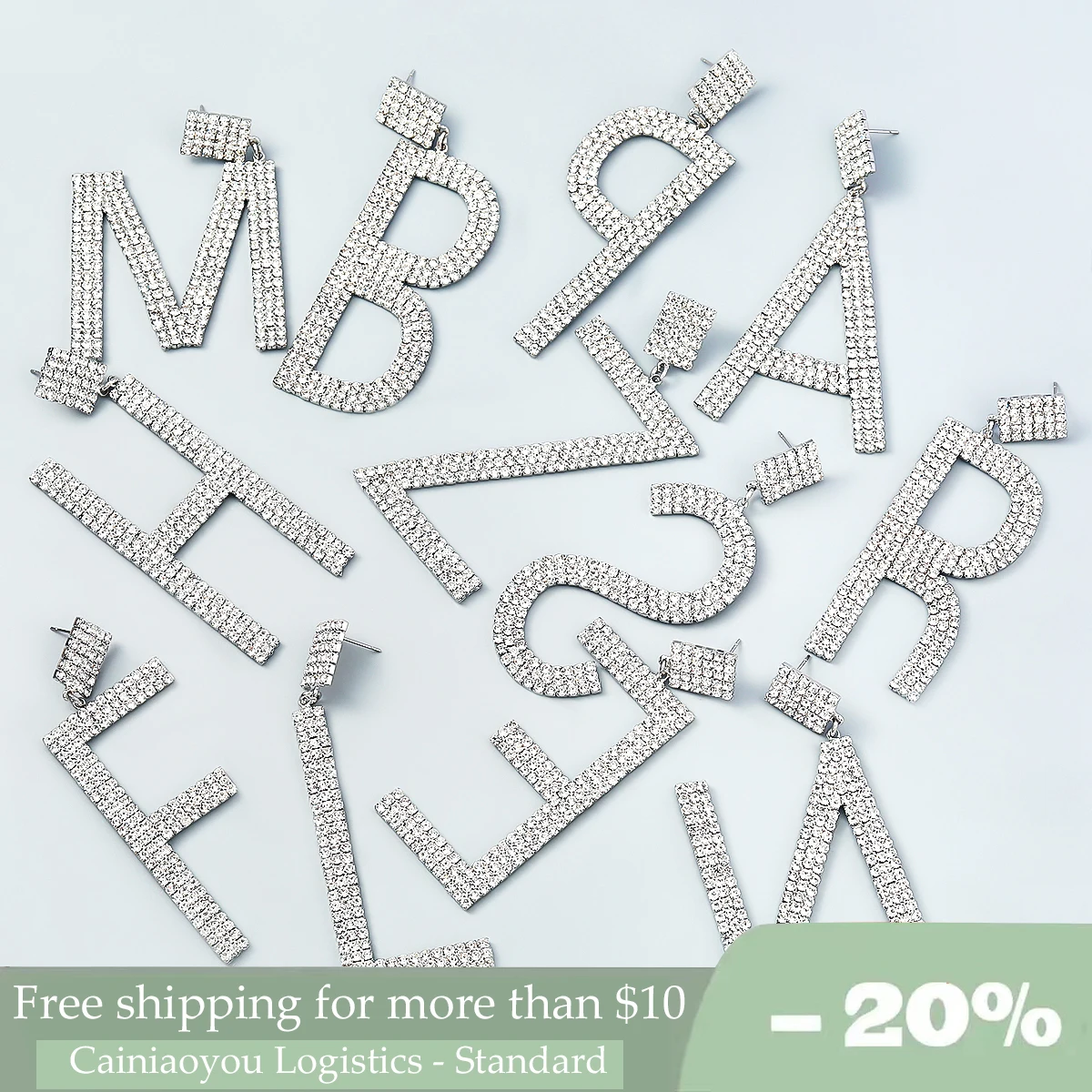 

New Trend Sparkling Rhinestone Letter Drop Earrings Female Dinner Party Wedding Accessories Fashion Statement Jewelry