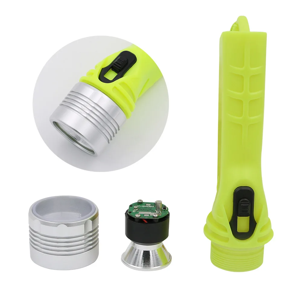 

50m Waterproof Dive Torch LED Flashlight UnderWater Light Scuba Diving Lamp Fluorescent Green LED Light For Scuba Diving