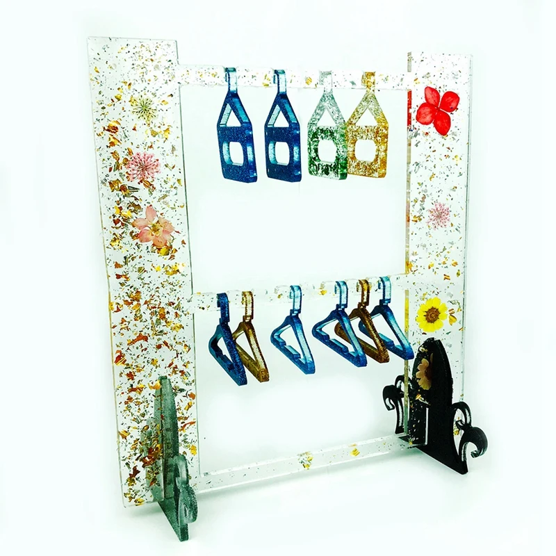 

2Pcs Earring Storage Rack Crystal Epoxy Resin Mold DIY Earring Rack Jewelry Display Rack Silicone Mould