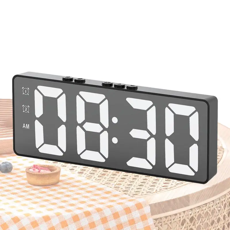 Portable Mirror Surfaces Led Electronic Clocks With Battery 