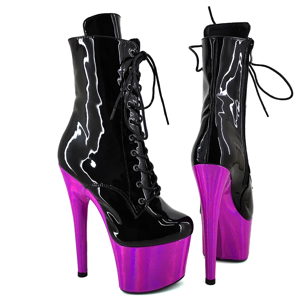 Leecabe  17CM/7inches two color PU  material High Heel platform Pole Dance boot