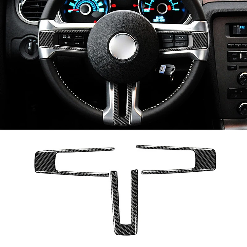 3Pcs Car Interior Steering Wheel Decal Stickers for Ford Mustang 2009 2010 2011 2012 2013 Decoration Trim Cover Auto Accessories