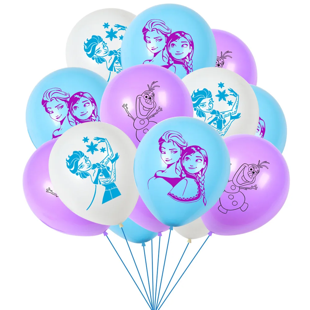 

12/15pcs Girls Frozen Princess Elsa Figures Birthday Balloons Set Children Cartoon Disney Party Decorations Baby Shower Supplies