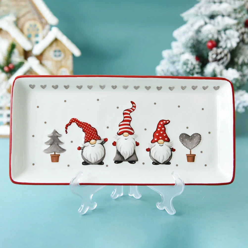 

Nordic Style Ceramic Christmas Plates Steak Tray Rectangular Candy Cookie Snacks Dishes Breakfast Tray Kitchen Dinnerware