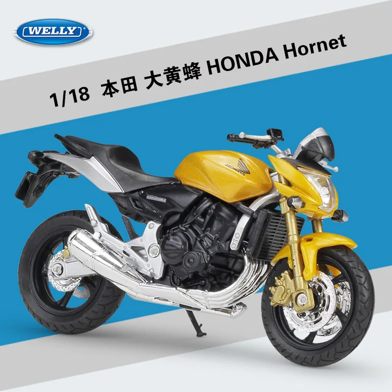 

WELLY 1/18 Scale Diecast Motorbike Toys HONDA Hornet Die-Cast Metal Motorcycle Model Toy For Boys Kids Gift Collection Plaything
