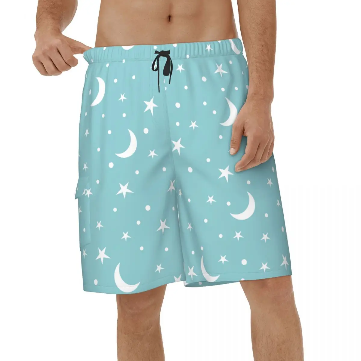 

New Shorts Stars Quick Dry Men's Swim Trunks Moon Male Swimwear