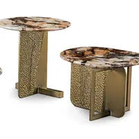 Italian Style Light Luxury Luxury High-End Copper Alloy Natural Marble Tea Table Corner Table Combination Special-Shaped Designe