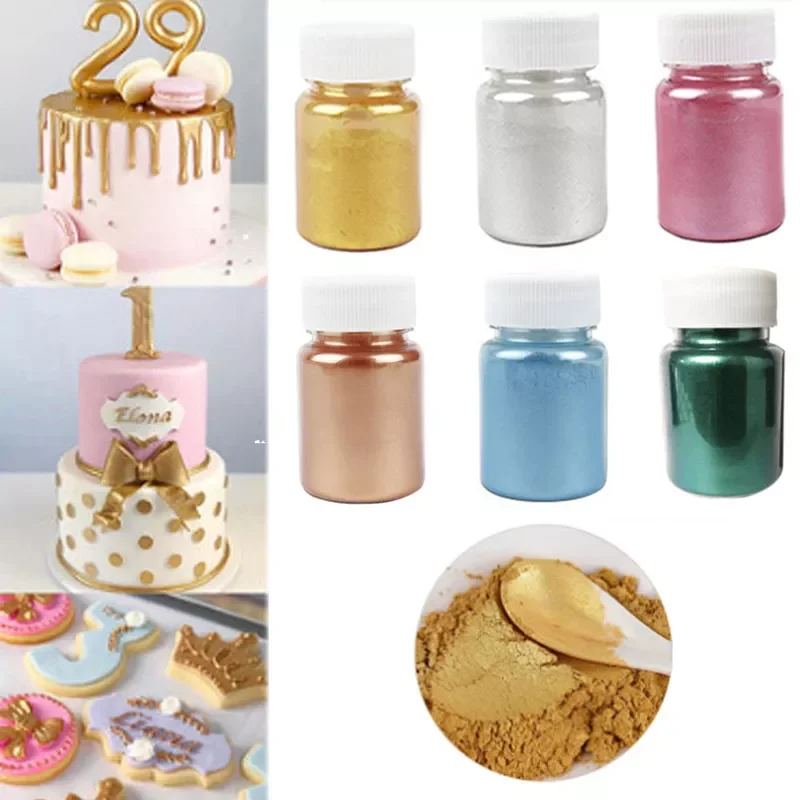 

2Pcs Edible Gold Powder Mousse Cake Fondant Macaron Chocolate Decoration Glitter Powder Silver Pearl Powder Baking Color Dust