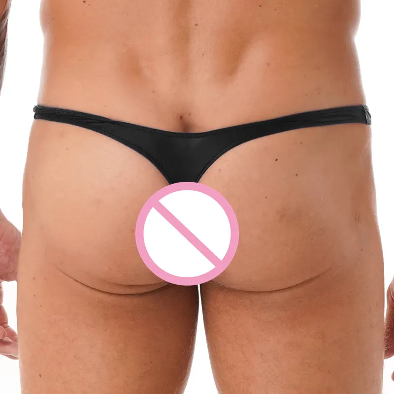 Мужские глянцевые стринги с низкой талией Sissy трусы-бикини на тонких бретельках