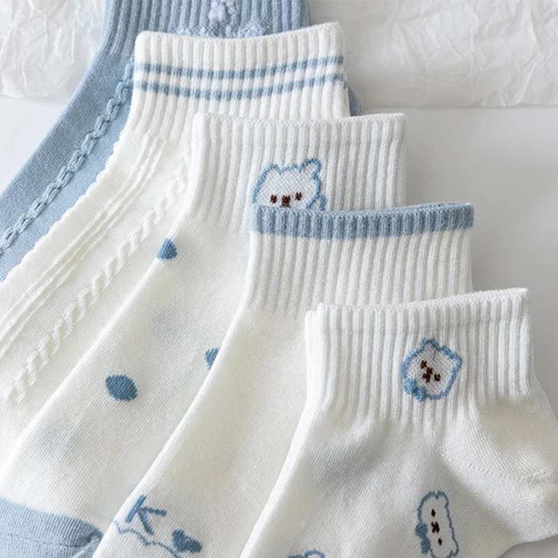10 Pair Low Tube Cartoon Women Socks Set Short Summer Ankle Socks Asakuchi Cotton Breathable Korean Style Cute Chaussette Femme