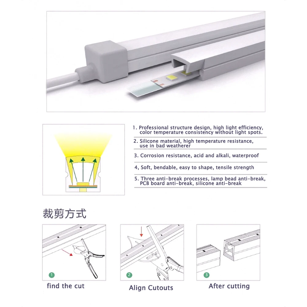 Светодиодная гибкая неоновая трубка для освещения мягкая силиконовая крышка SMD