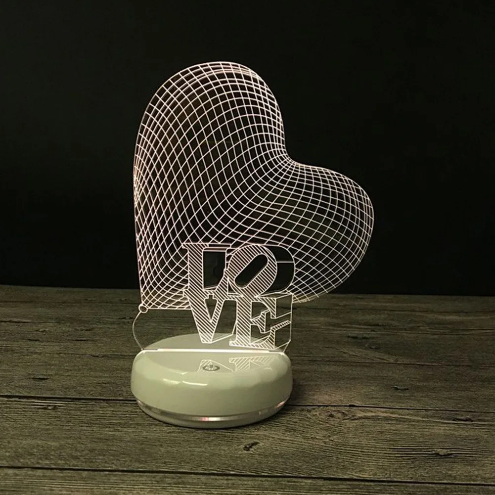 

Valentine's Day LED Lamp Wedding Home Anti-scratch Night Light Gifts Bedside Festival Energy Saving Color Changing 3D Decoration