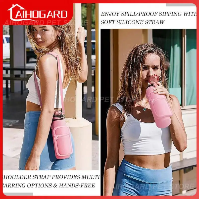 1~10PCS Water Bottle Carrier Bag, Bottle Pouch Holder, Adjustable Shoulder Hand Strap 2 Pocket Sling Neoprene Sleeve Sports