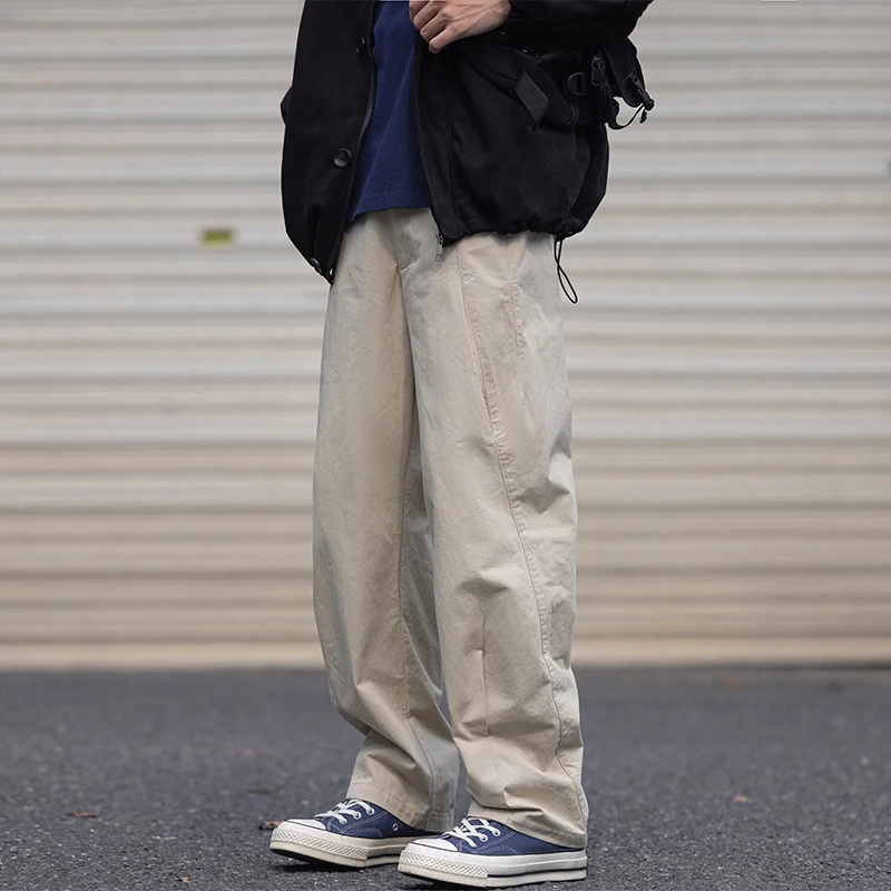 

New Men Cotton Cargo Pants Casual Lantern Trousers Sweatpants Couple Fashion Wide Leg Joggers Solid Color Large Baggy Pants