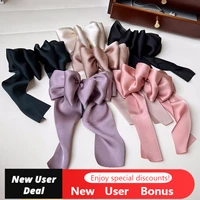 ladies satin polyester big bow hairpin ribbon headwear solid color ponytail clip new fashion hair accessories