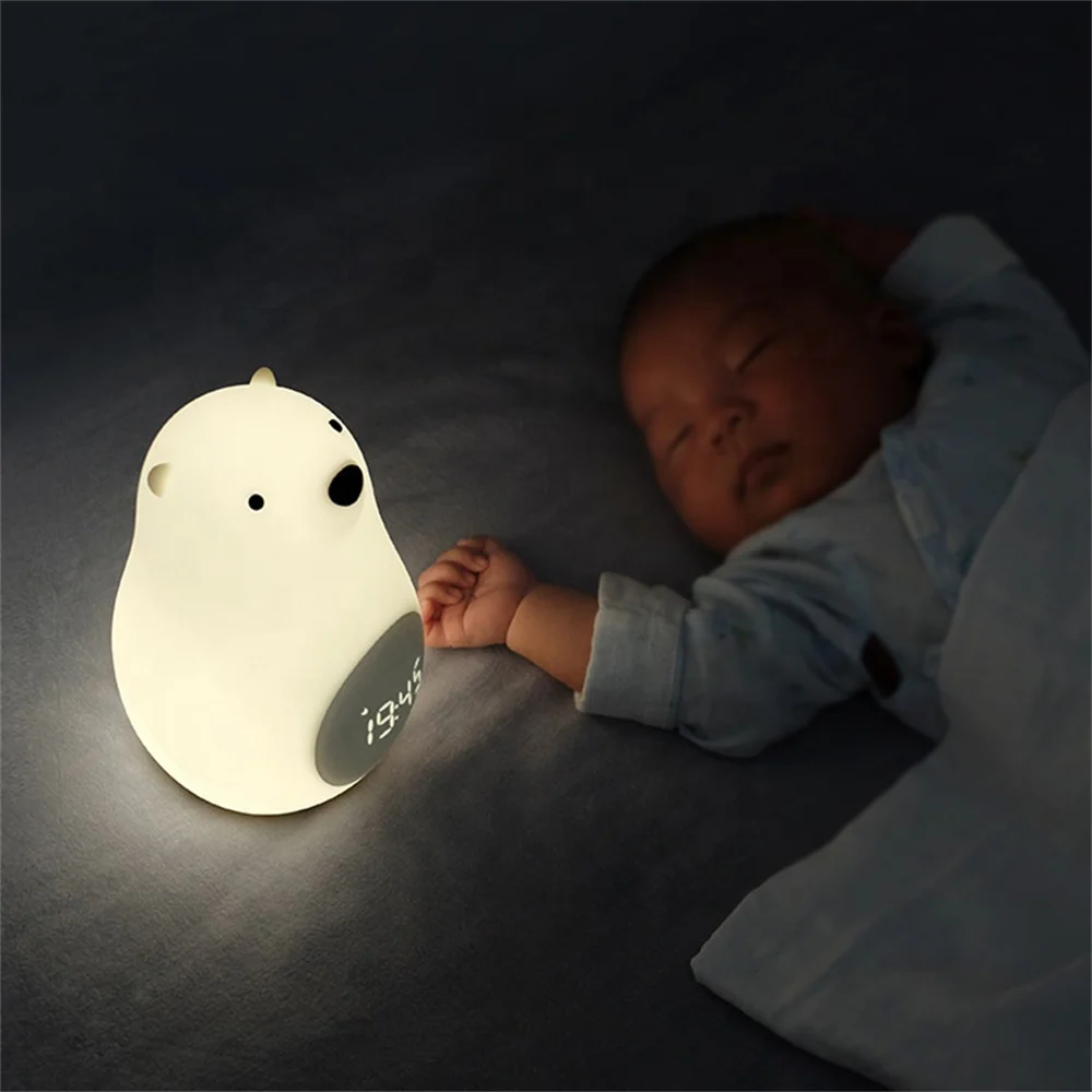 

Sweet kid playmate white bear night Sunrise Simulation alarm clock for children present