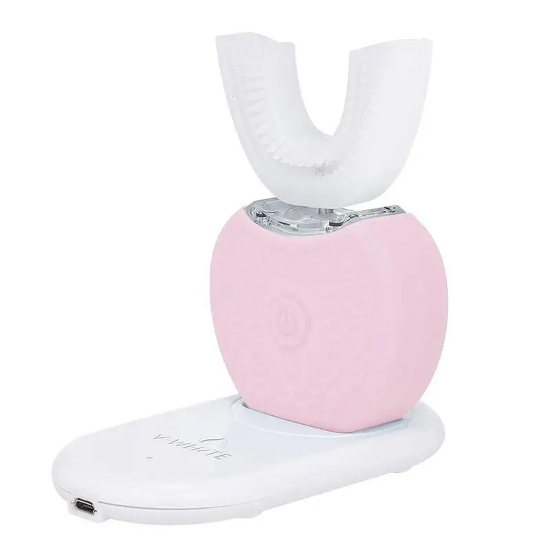 

Automatic Toothbrush 4 Modes U Shape Toothbrush Battery Silicone Brush Head 360 U Shaped Teeth Cleaner Whole Mouth Toothbrush