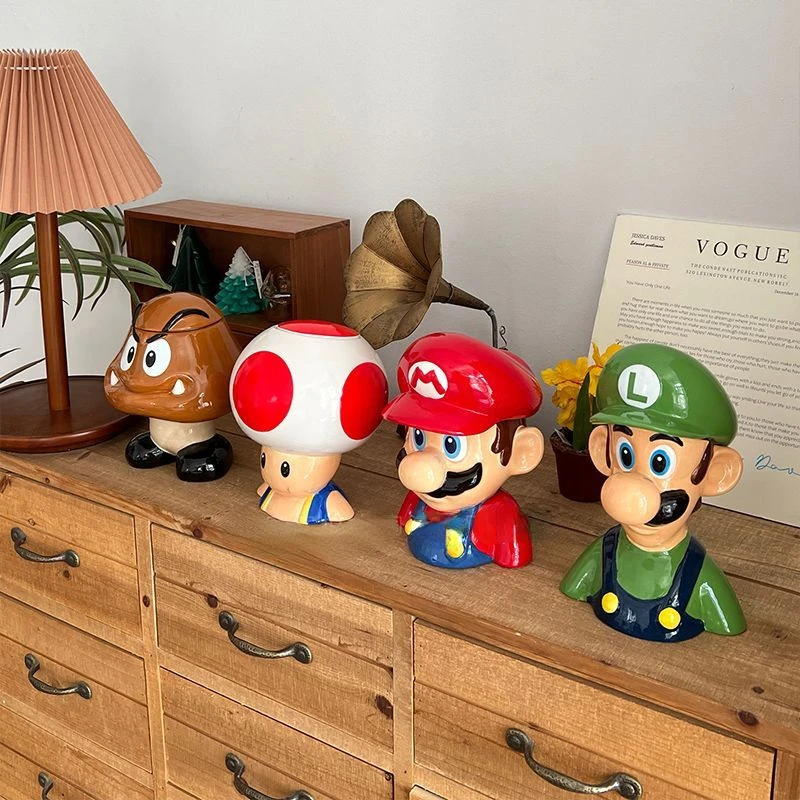 

Cartoon Game Characters Storage Jar Super Marioed Statue Ceramic Toads Storage Box Snack Candy Storage Box Organizer Home Decor